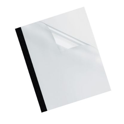 Picture of Fellowes PVC/Linen Thermal Binding Covers, 11 1/8in x 9 3/4in, 120-Sheet Capacity, Clear/Black, Pack Of 10