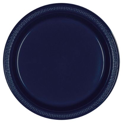 Picture of Amscan Round Plastic Plates, 10-1/4in, True Navy, Pack Of 50 Plates