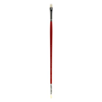 Picture of Winsor & Newton University Series Long-Handle Paint Brush 237, Size 4, Bright Bristle, Red