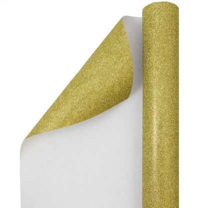 Picture of JAM Paper Wrapping Paper, Glitter, 25 Sq Ft, Gold