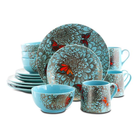 Picture of Elama 16-Piece Stoneware Dinnerware Set, Butterfly Garden