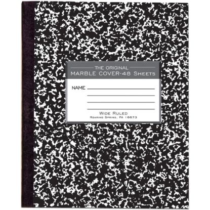 Picture of Roaring Spring Tape Bound Composition Notebook, 8 1/2in x 7in, 48 Sheets, Black Marble