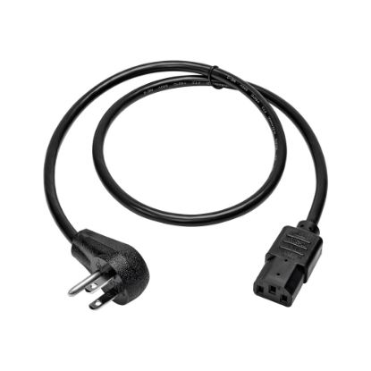 Picture of Eaton Tripp Lite Series Desktop Computer AC Power Cord, Right-Angle NEMA 5-15P to C13 - 10A, 125V, 18 AWG, 3 ft. (0.91 m), Black - Power cable - NEMA 5-15P right-angled to power IEC 60320 C13 - 125 V - 10 A - 3 ft - black