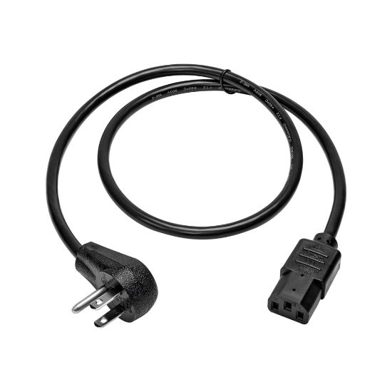 Picture of Eaton Tripp Lite Series Desktop Computer AC Power Cord, Right-Angle NEMA 5-15P to C13 - 10A, 125V, 18 AWG, 3 ft. (0.91 m), Black - Power cable - NEMA 5-15P right-angled to power IEC 60320 C13 - 125 V - 10 A - 3 ft - black