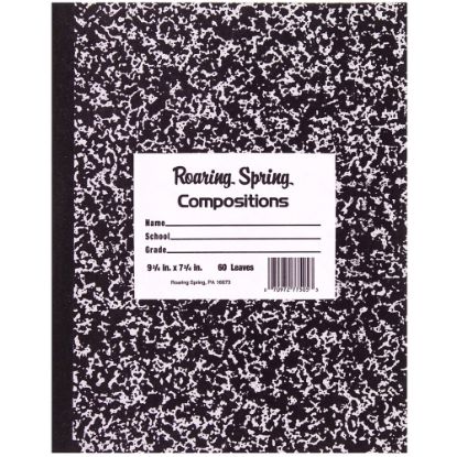 Picture of Roaring Spring Composition Notebook, 8in x 10in, 60 Sheets, Black Marble