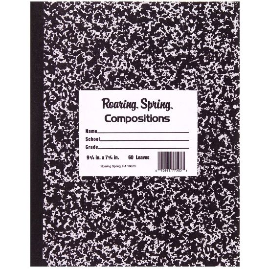 Picture of Roaring Spring Composition Notebook, 8in x 10in, 60 Sheets, Black Marble