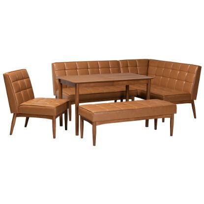 Picture of Baxton Studio Sanford 5-Piece Dining Nook Set, Tan/Walnut