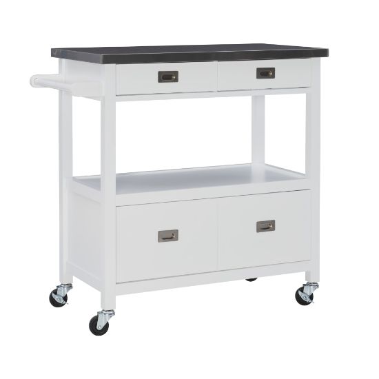 Picture of Linon Victoria 36inH Kitchen Cart With Stainless-Steel Top, White