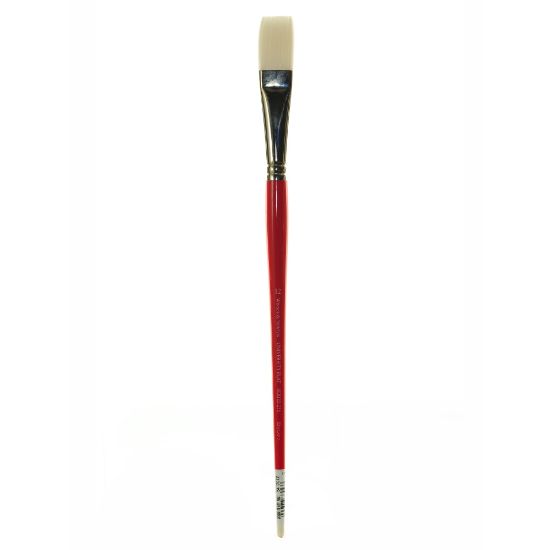 Picture of Winsor & Newton University Series Long-Handle Paint Brush 236, Size 12, Flat Bristle, Hog Hair, Tan