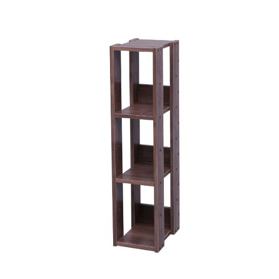 Picture of IRIS Mado 35inH 3-Shelf Slim Open Shelving Unit, Brown