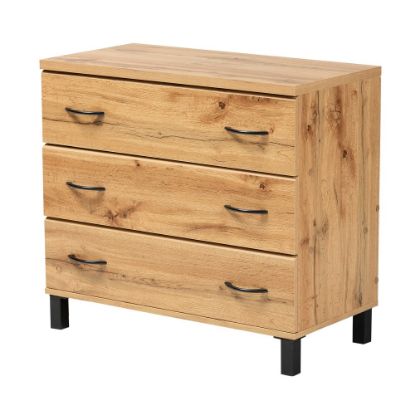 Picture of Baxton Studio Maison Wood Storage Chest, 3-Drawer, 28-1/2inH x 31-1/4inW x 15-5/8inD, Oak Brown