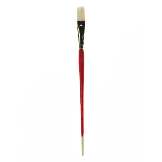 Picture of Winsor & Newton University Series Long-Handle Paint Brush 236, Size 10, Flat Bristle, Hog Hair, Red