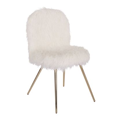 Picture of Office Star Avenue Six Julia Faux Fur Chair, White/Gold