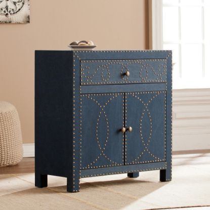 Picture of SEI Furniture Florian Engineered Wood Double-Door Cabinet, 2 Shelves, Bronze/Navy