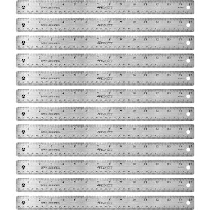 Picture of Westcott Stainless Steel Rulers, 15in L x 1in W, Stainless Steel, Pack Of 12