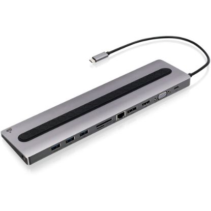 Picture of IOGEAR Dock Pro 100 USB-C 4K Ultra-Slim Station - for Notebook/Tablet/Smartphone - 100 W - USB 3.1 Type C - 4 x USB Ports - 3 x USB 3.0 - USB Type-C - Network (RJ-45) - HDMI - VGA - DisplayPort - Audio Line In - Audio Line Out - Wired