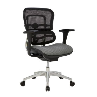 Picture of WorkPro 12000 Series Ergonomic Mesh/Premium Fabric Mid-Back Chair, Black/Gray, BIFMA Compliant