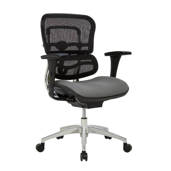 Picture of WorkPro 12000 Series Ergonomic Mesh/Premium Fabric Mid-Back Chair, Black/Gray, BIFMA Compliant