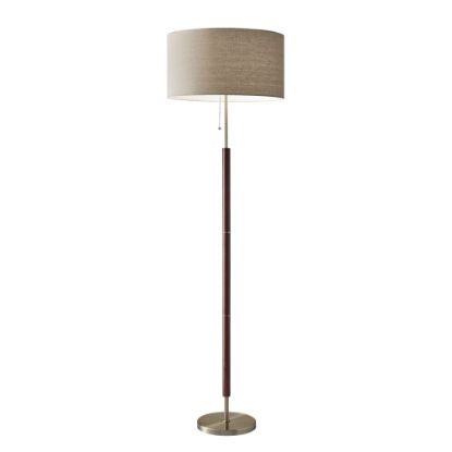 Picture of Adesso Hamilton Floor Lamp, 65 1/2inH, Natural Shade/Antique Brass Base