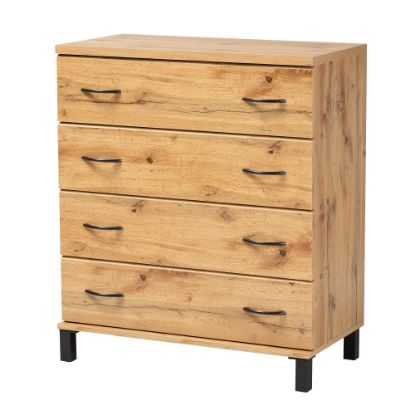 Picture of Baxton Studio Maison Wood Storage Chest, 4-Drawer, 36-7/16inH x 31-1/4inW x 15-5/8inD, Oak Brown