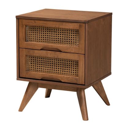 Picture of Baxton Studio Barrett 2-Drawer Nightstand, 23-3/4inH x 18-3/4inW x 15-3/4inD, Walnut Brown