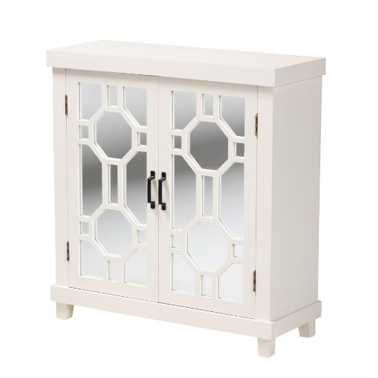 Picture of Baxton Studio Carlena 32inW 2-Door Sideboard, White/Mirrored