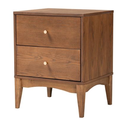 Picture of Baxton Studio Landis 2-Drawer Nightstand, 23-1/4inH x 18-5/8inW x 15-3/4inD, Ash Walnut