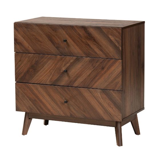 Picture of Baxton Studio Hartman Wood Storage Chest, 3-Drawer, 31-1/4inH x 31-1/2inW x 16-1/4, Walnut Brown