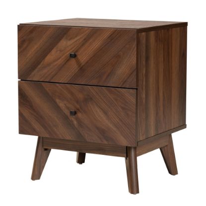 Picture of Baxton Studio Hartman 2-Drawer Nightstand, 22-3/4inH x 19inW x 16-1/4inD, Walnut Brown