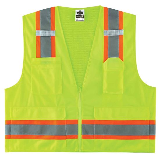 Picture of Ergodyne GloWear Safety Vest, 2-Tone Surveyors, Type-R Class 2, Large/X-Large, Lime, 8248Z