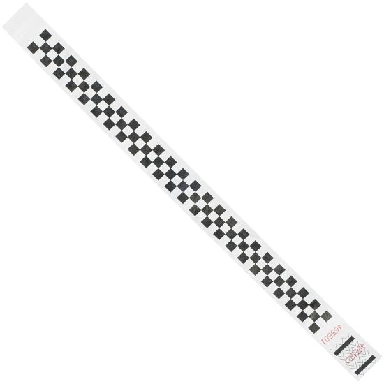 Picture of Tyvek Wristbands, Checkerboard, 3/4in x 10in, Black/White, Case Of 500