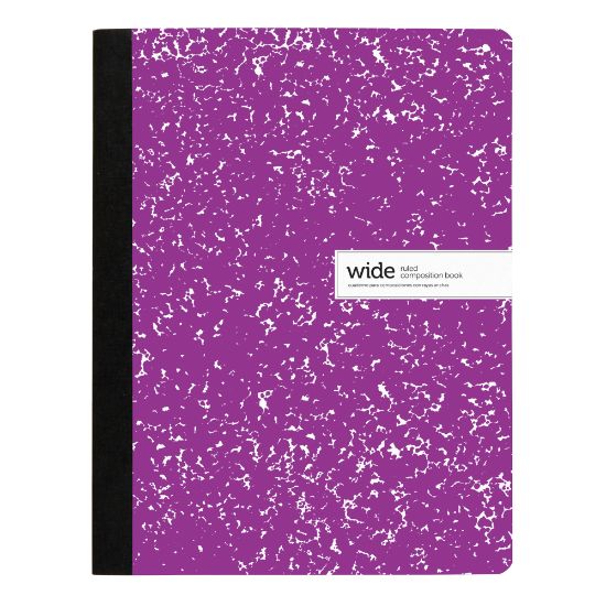 Picture of Office Depot Brand Composition Notebook, 9-3/4in x 7-1/2in, Wide Ruled, 100 Sheets, Purple/White