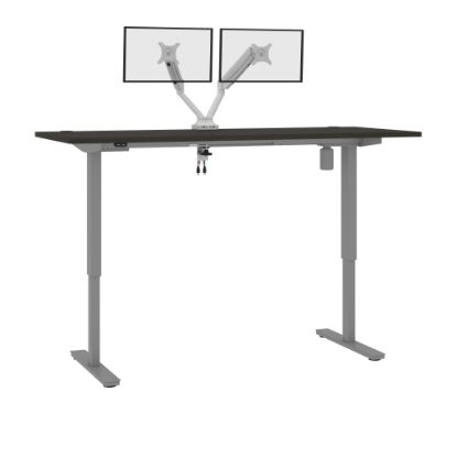 Picture of Bestar Upstand Electric 72inW Standing Desk With Dual Monitor Arm, Deep Gray