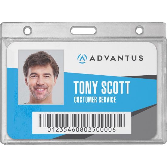 Picture of Advantus Frosted Horizontal Rigid ID Holder - Support 3.38in x 2.13in Media - Horizontal - Plastic - 25 / Box - Frosted