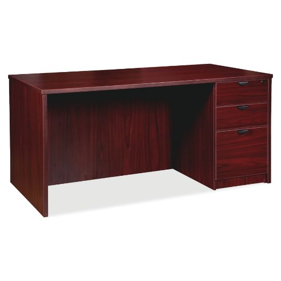 Picture of Lorell Prominence 2.0 60inW Right-Pedestal Computer Desk, Mahogany