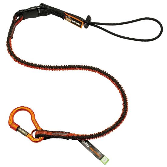 Picture of Ergodyne Squids 3102F(x) Detachable Single-Carabiner Tool Lanyards, 5 Lb, 48in, Orange/Gray, Pack Of 6 Lanyards