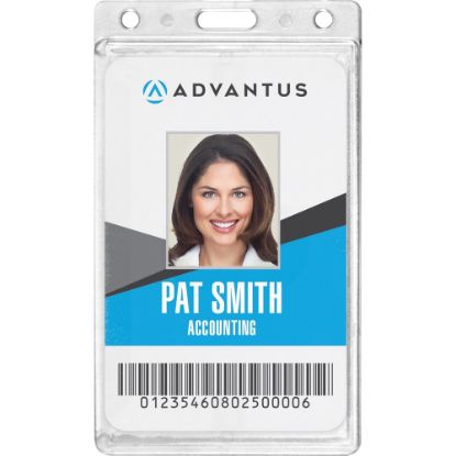 Picture of Advantus Frosted Vertical Rigid ID Holder - Support 2.13in x 3.38in Media - Vertical - Plastic - 25 / Box - Frosted