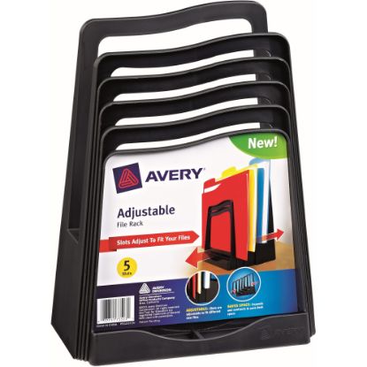 Picture of Avery Adjustable File Rack - 5 Compartment(s) - 11.5in Height x 8in Width x 10.5in Depth - Desktop - Black - Plastic - 1Each