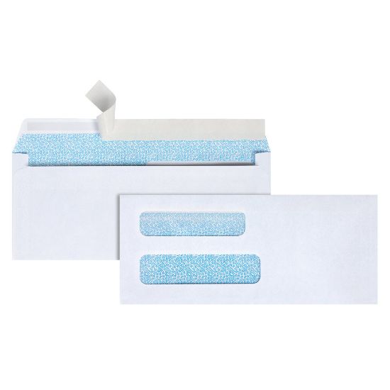 Picture of Office Depot Brand #8 5/8 Security Envelopes, Double Window, 3-5/8in x 8-5/8in, Clean Seal, White, Box Of 250