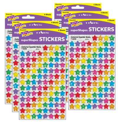 Picture of Trend superShapes Stickers, Colorful Sparkle Stars, 400 Stickers Per Pack, Set Of 6 Packs