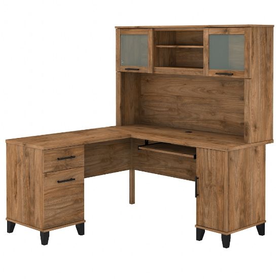 Picture of Bush Business Furniture Somerset 60inW L-Shaped Corner Desk With Hutch, Fresh Walnut, Standard Delivery