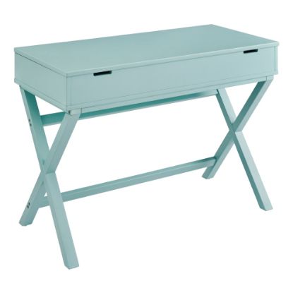 Picture of Linon Lacey 42inW Lift-Top Computer Desk, Turquoise