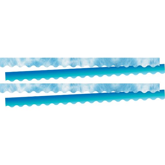 Picture of Barker Creek Double-Sided Scalloped-Edge Border Strips, Blue Tie-Dye/Ombre, 2-1/4in x 36in, Set Of 26 Strips