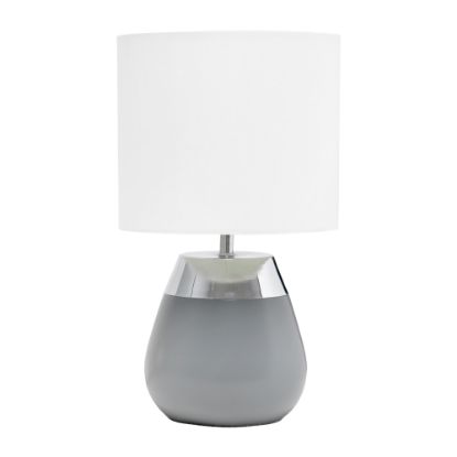 Picture of Simple Designs 2-Toned Touch Table Lamp, 14inH, White Shade/Chrome and Gray Base