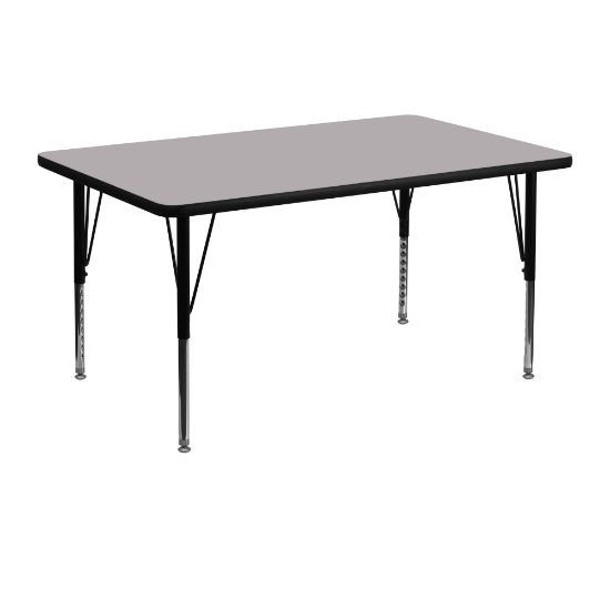 Picture of Flash Furniture 48inW Rectangular Thermal Laminate Activity Table With Short Height-Adjustable Legs, Gray