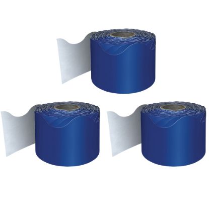 Picture of Carson Dellosa Education Rolled Scalloped Borders, Navy, 65ft Per Roll, Pack Of 3 Rolls