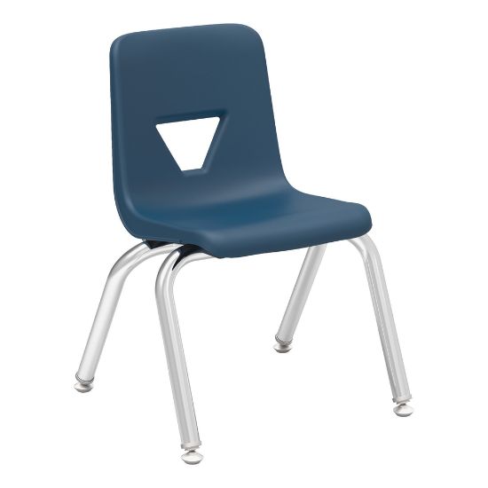 Picture of Lorell Classroom Student Stack Chairs, 12inH Seat, Navy/Silver, Set Of 4