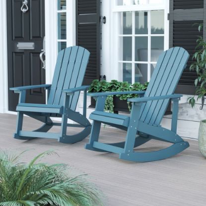 Picture of Flash Furniture Savannah All-Weather Adirondack Rocking Chairs, Sea Foam, Set Of 2 Chairs