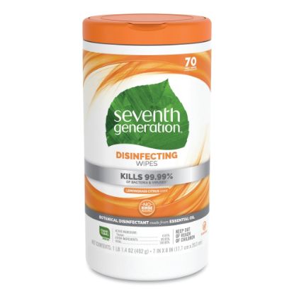 Picture of Seventh Generation Disinfectant Wipes, Lemongrass Citrus, Container Of 70 Wipes