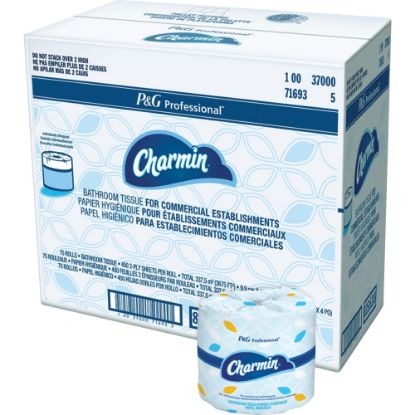 Picture of Charmin Toilet Tissue - 2 Ply - 450 Sheets/Roll - White - Durable, Strong, Absorbent, Clog-free, Septic-free, Individually Wrapped - For Bathroom, Hotel, Restaurant, Office - 75 Rolls Per Carton - 75 / Carton